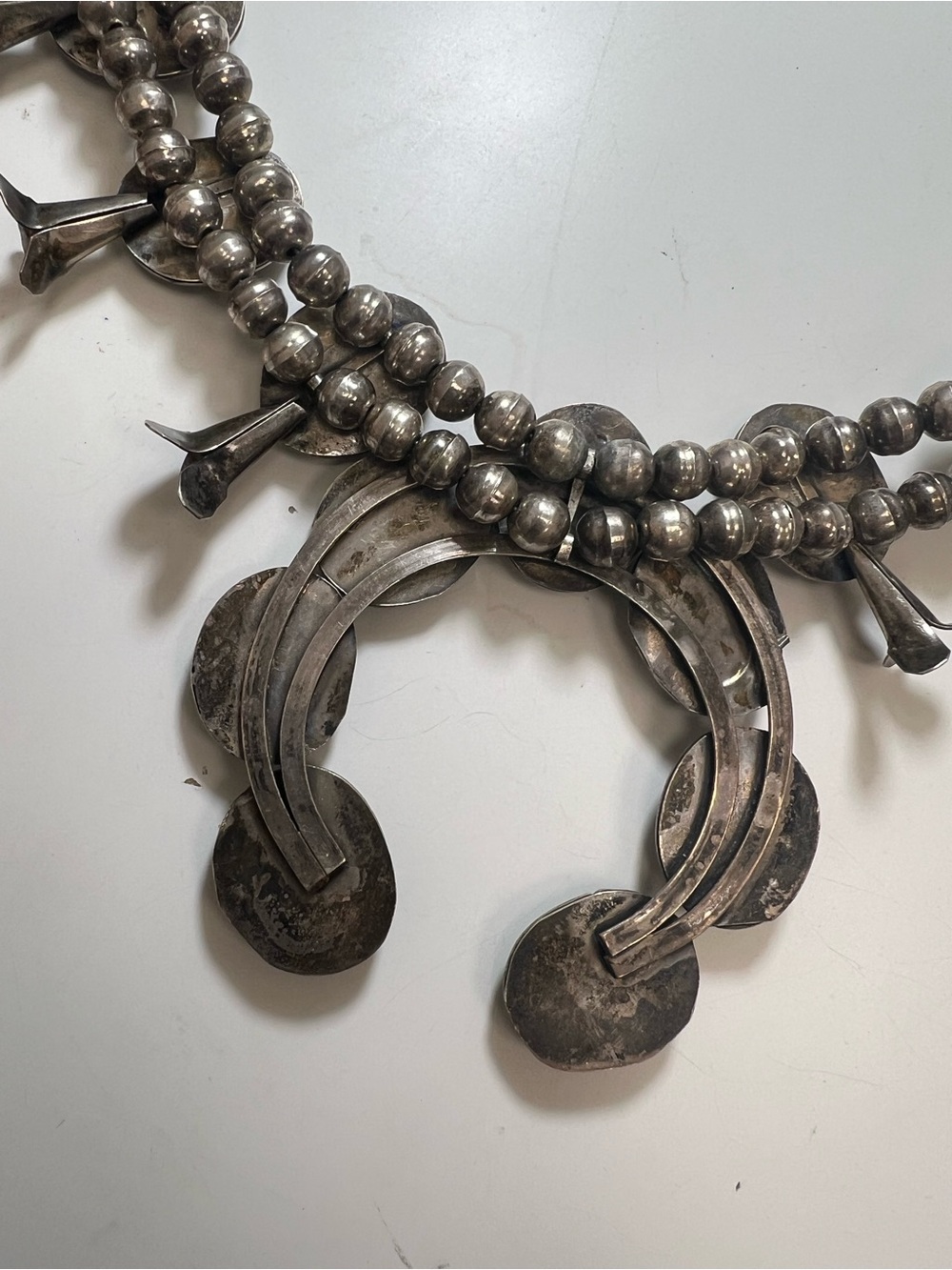 Sterling Silver White Mother-of-Pearl Squash Blossom Necklace - Picture 8 of 16